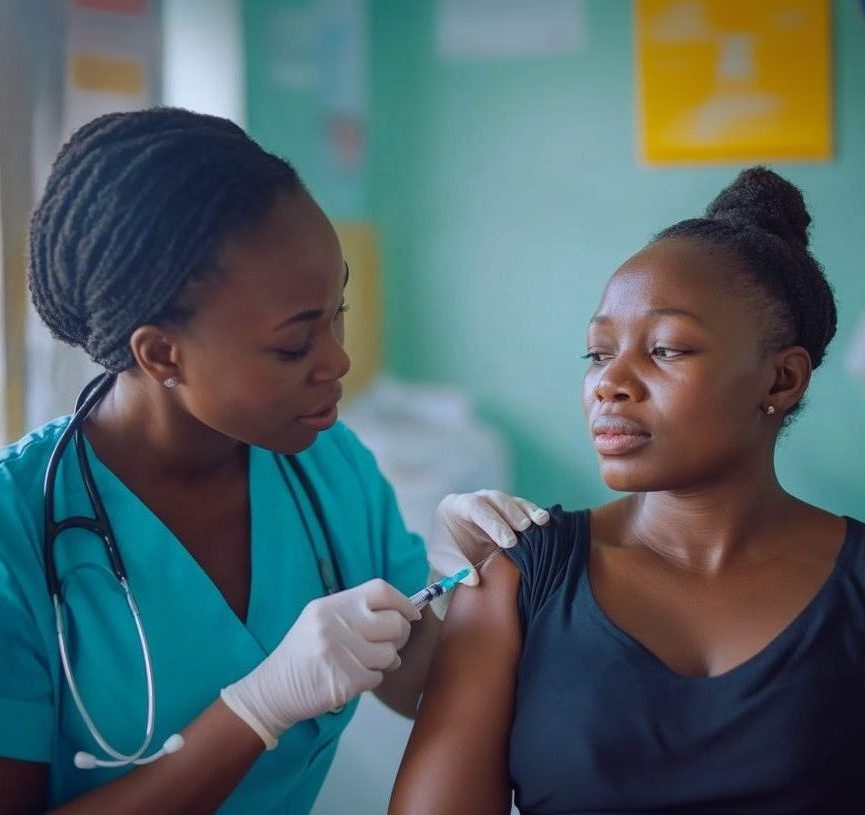 Doctor giving a Depo Provera injection to a woman, highlighting its connection to health concerns and the importance of legal leads.