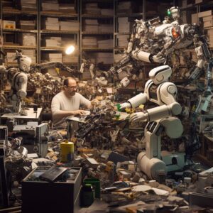 sorting robots and human