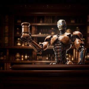an ai holding a gavel