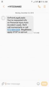 SMS text marketing for injury leads