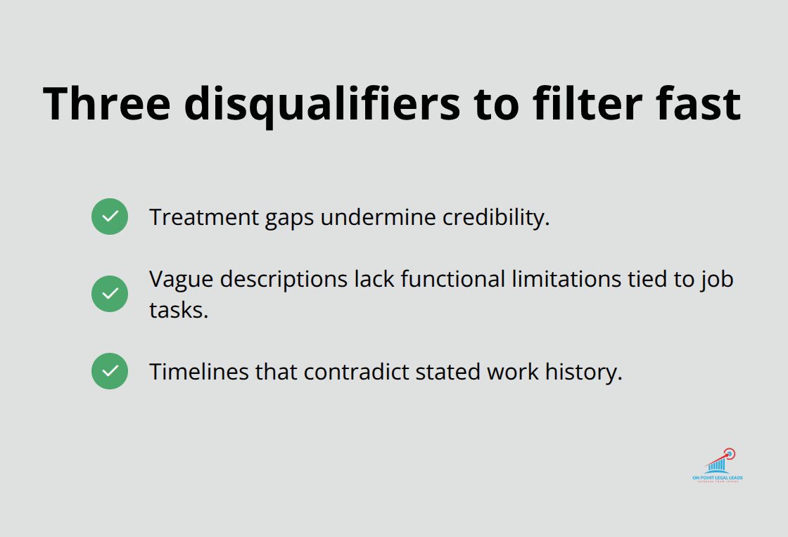 Checklist of SSDI prospect disqualifiers to spot quickly - SSDI qualified leads