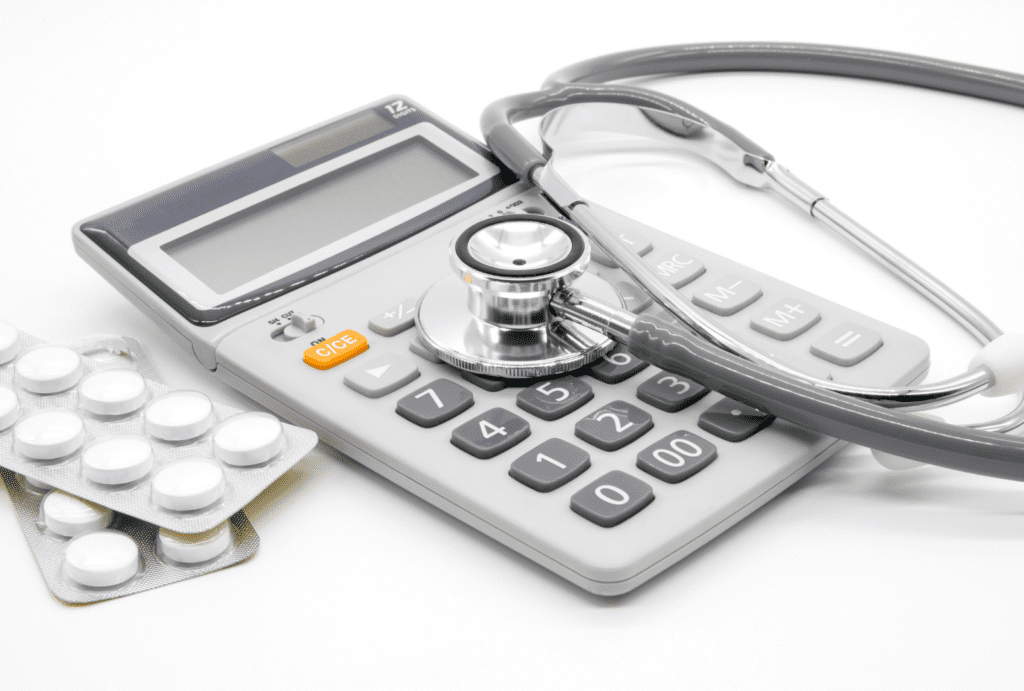 calculator and stethoscope