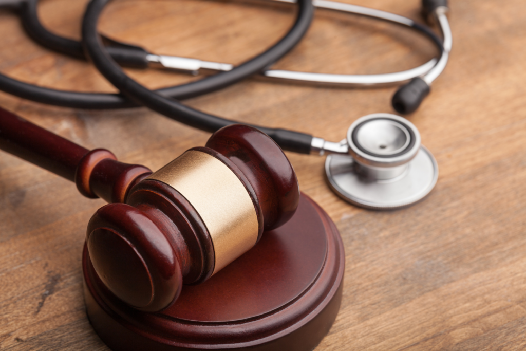 An image of gavel and stethoscope